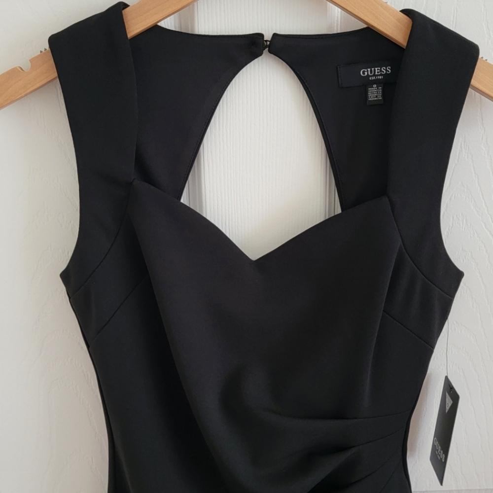 NWT GUESS Scuba Crepe Sweetheart Neck Sheath Dress, Size 0 - Picture 9 of 14